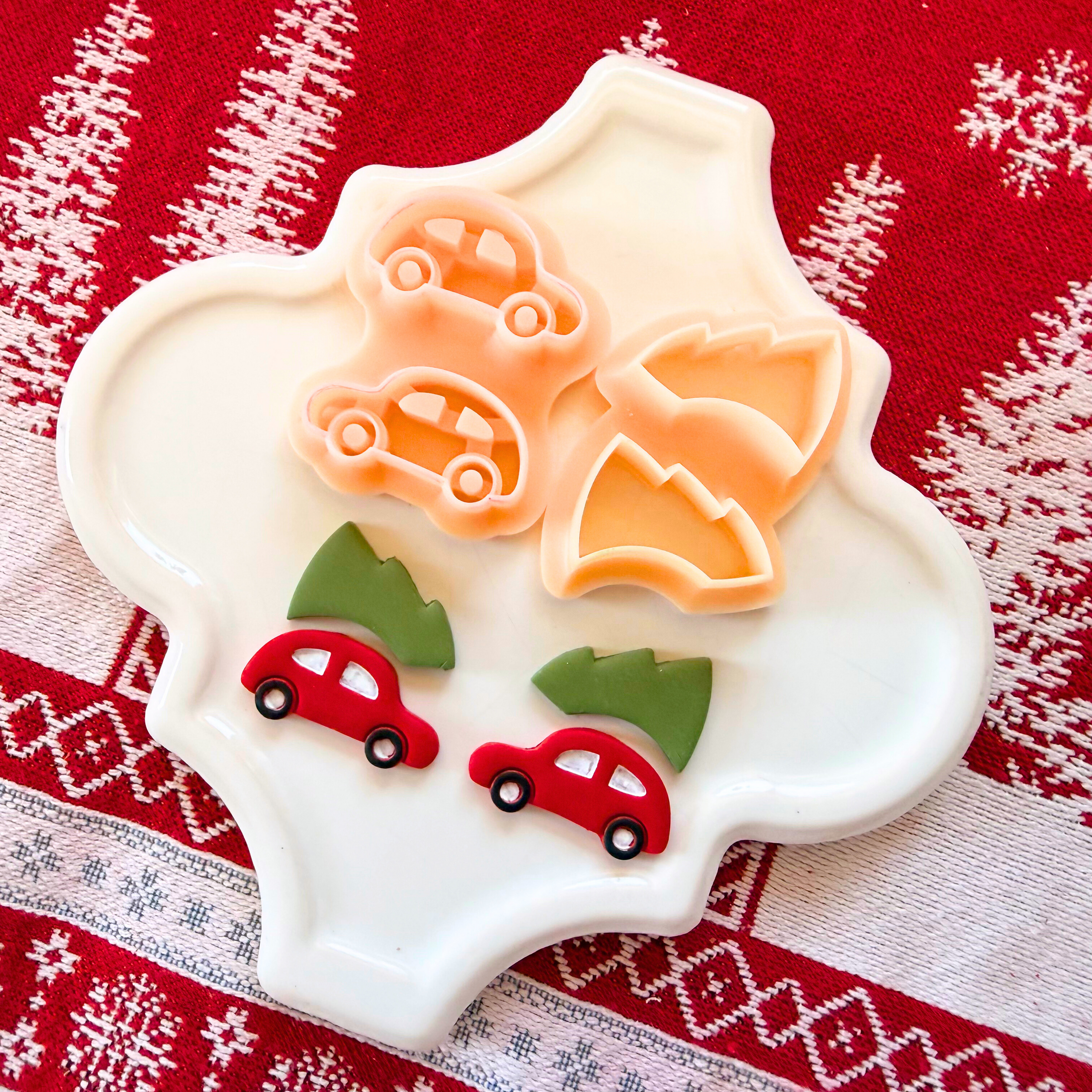 Christmas Car with Tree Clay Cutter Mirror Set – 1 and 1.25 Inch Polymer Clay Tools
