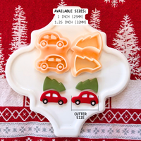 Christmas Car with Tree Clay Cutter Mirror Set – 1 and 1.25 Inch Polymer Clay Tools
