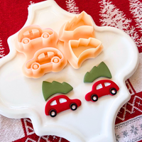 Christmas Car with Tree Clay Cutter Mirror Set – 1 and 1.25 Inch Polymer Clay Tools