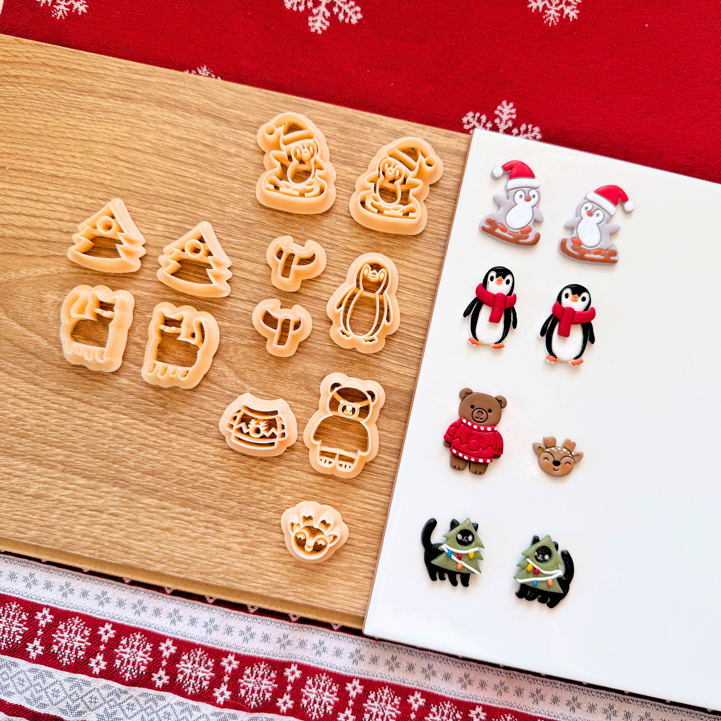 Christmas Animals Clay Cutter Collection – Penguin, Bear, Reindeer, Cat