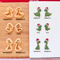 Christmas Dinosaur Clay Cutters – T-Rex, Brontosaurus, Stegosaurus | Polymer Clay Tools