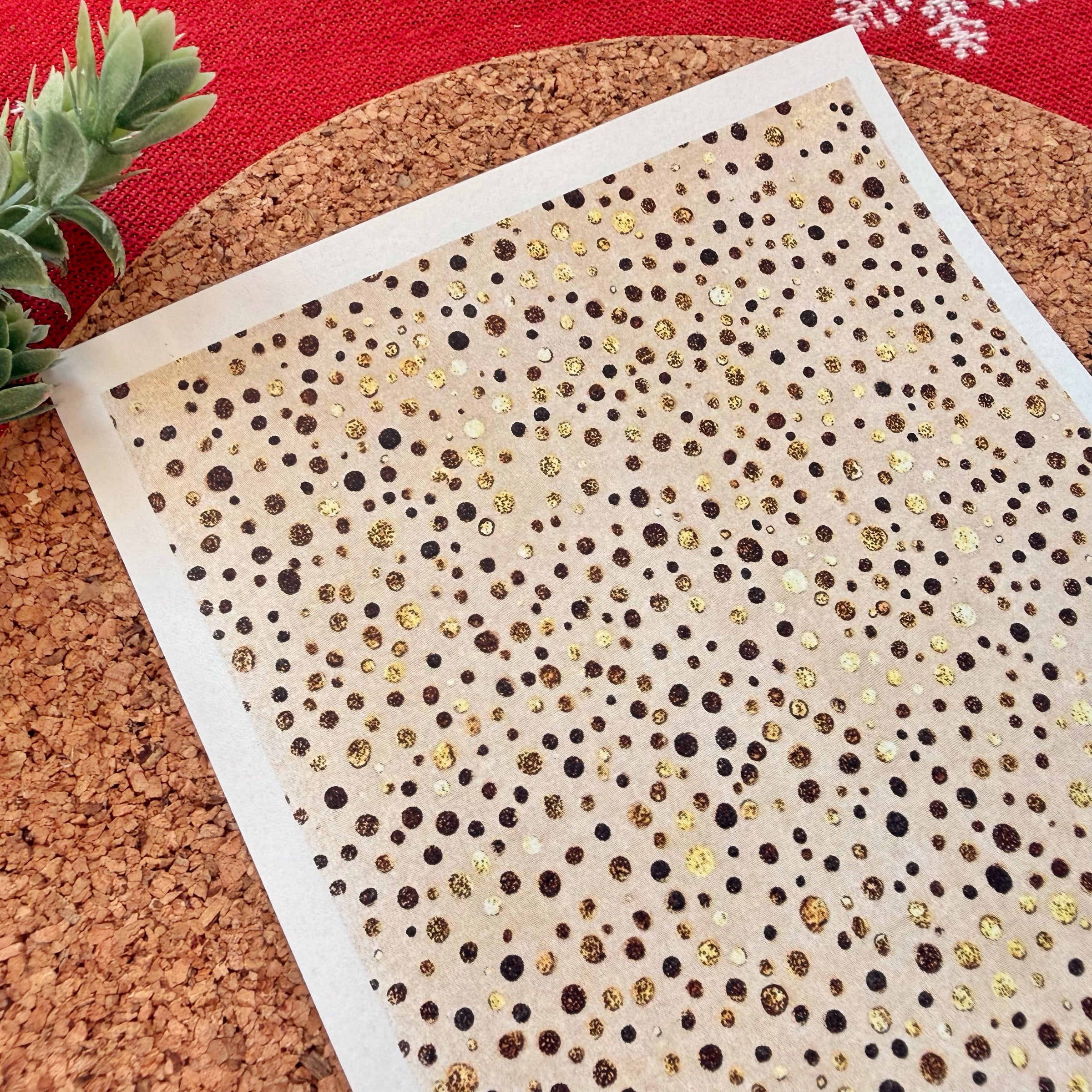 Golden Glitter Dots Polymer Clay Transfer Sheet – Festive Design