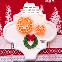 Christmas Wreath & Bow Clay Cutter Set – 1.25 and 0.75 Inch Polymer Clay Tools