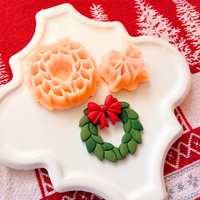 Christmas Wreath & Bow Clay Cutter Set – 1.25 and 0.75 Inch Polymer Clay Tools