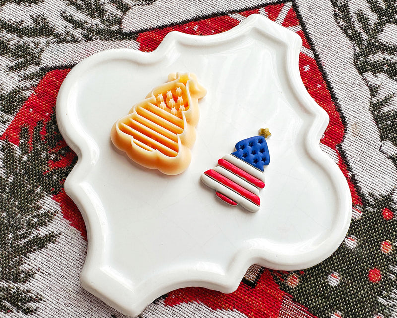 USA Flag Christmas Tree Clay Cutter - Christmas 2024