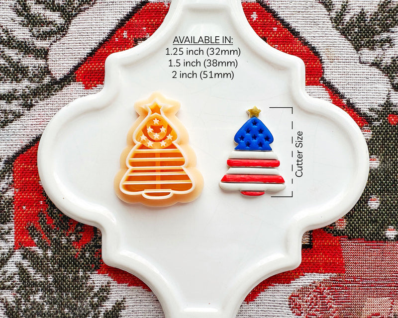 USA Flag Christmas Tree Clay Cutter - Christmas 2024