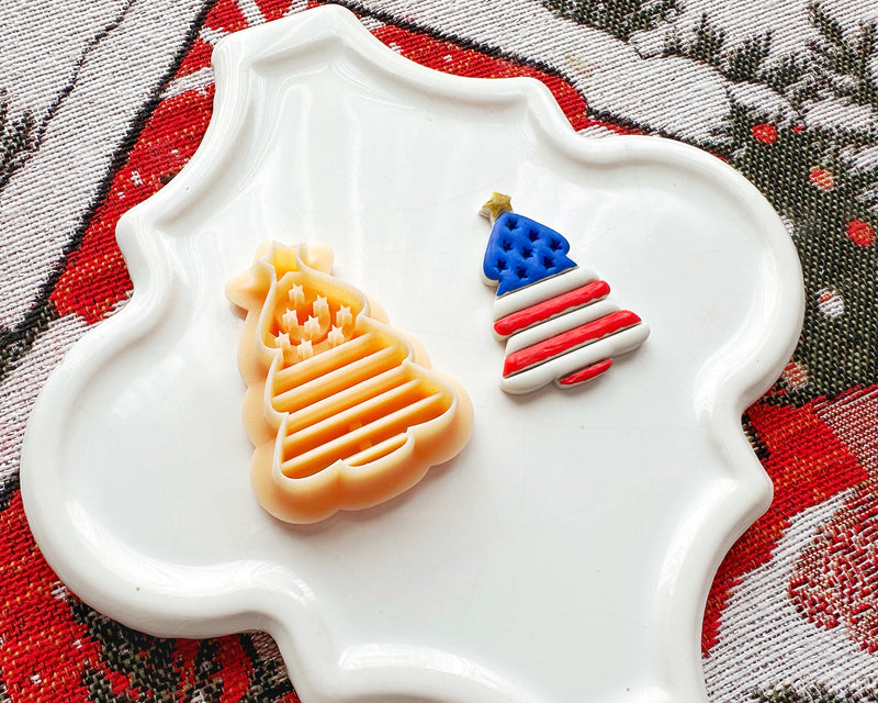 USA Flag Christmas Tree Clay Cutter - Christmas 2024