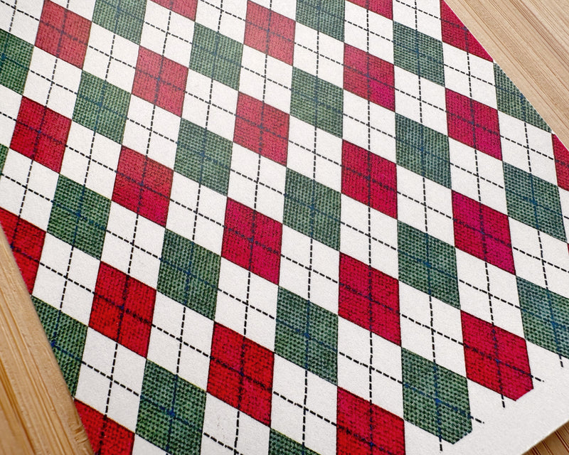 Red & Green Argyle Plaid Polymer Clay Transfer Sheet - Christmas 2024