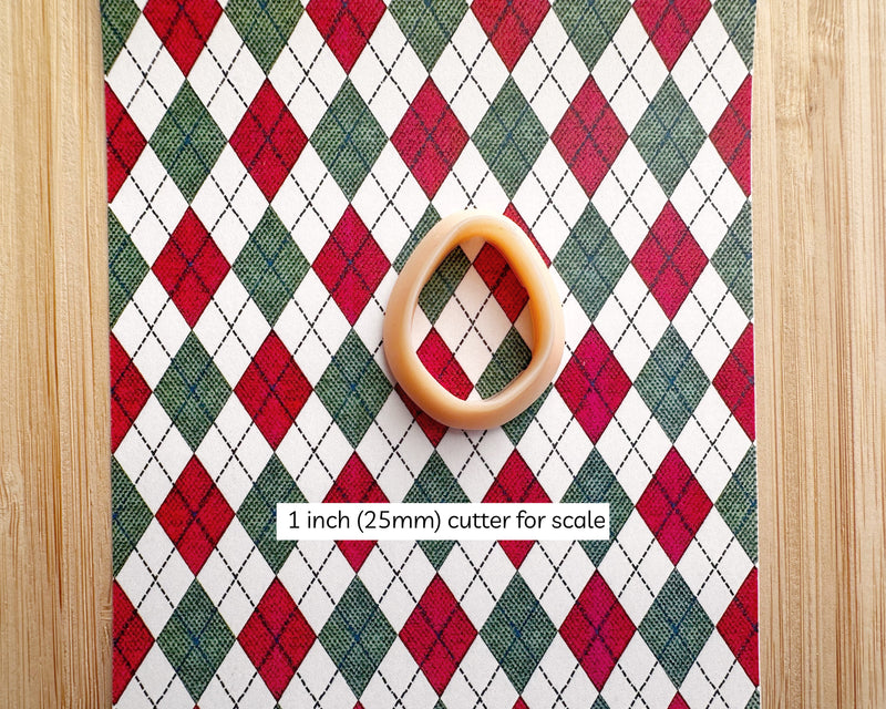 Red & Green Argyle Plaid Polymer Clay Transfer Sheet - Christmas 2024