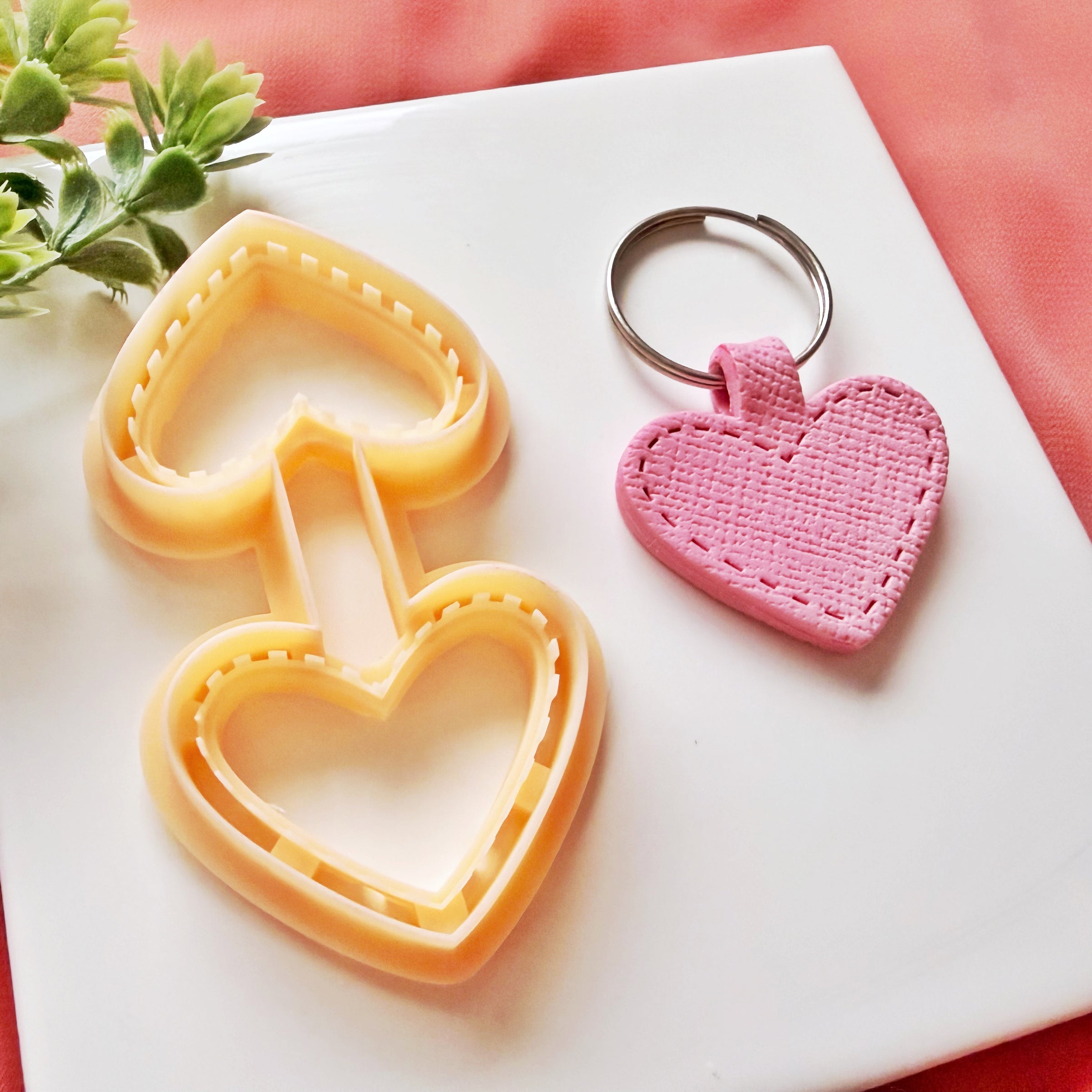 Heart Keychain Clay Cutter – Valentine Polymer Clay Cutter