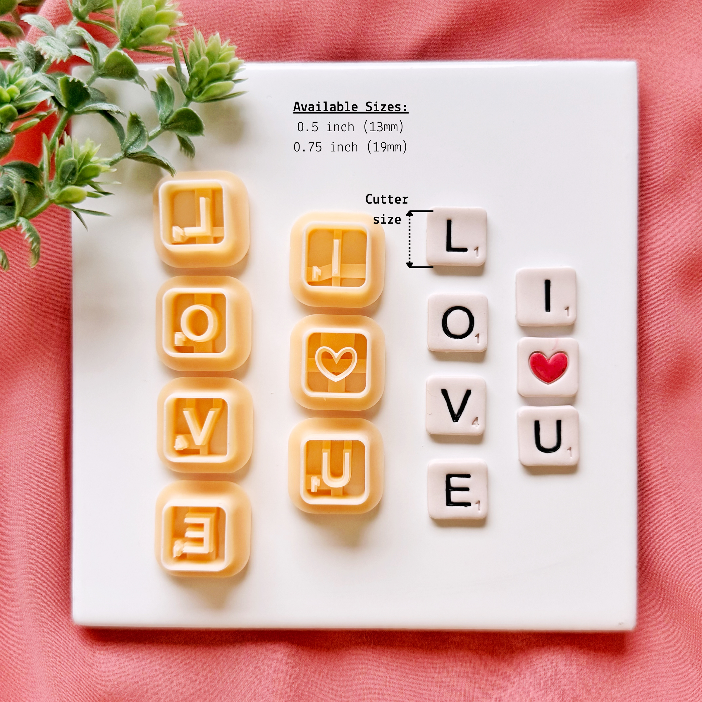 Love Letter Tile Clay Cutter Set – Valentine Message Cutters