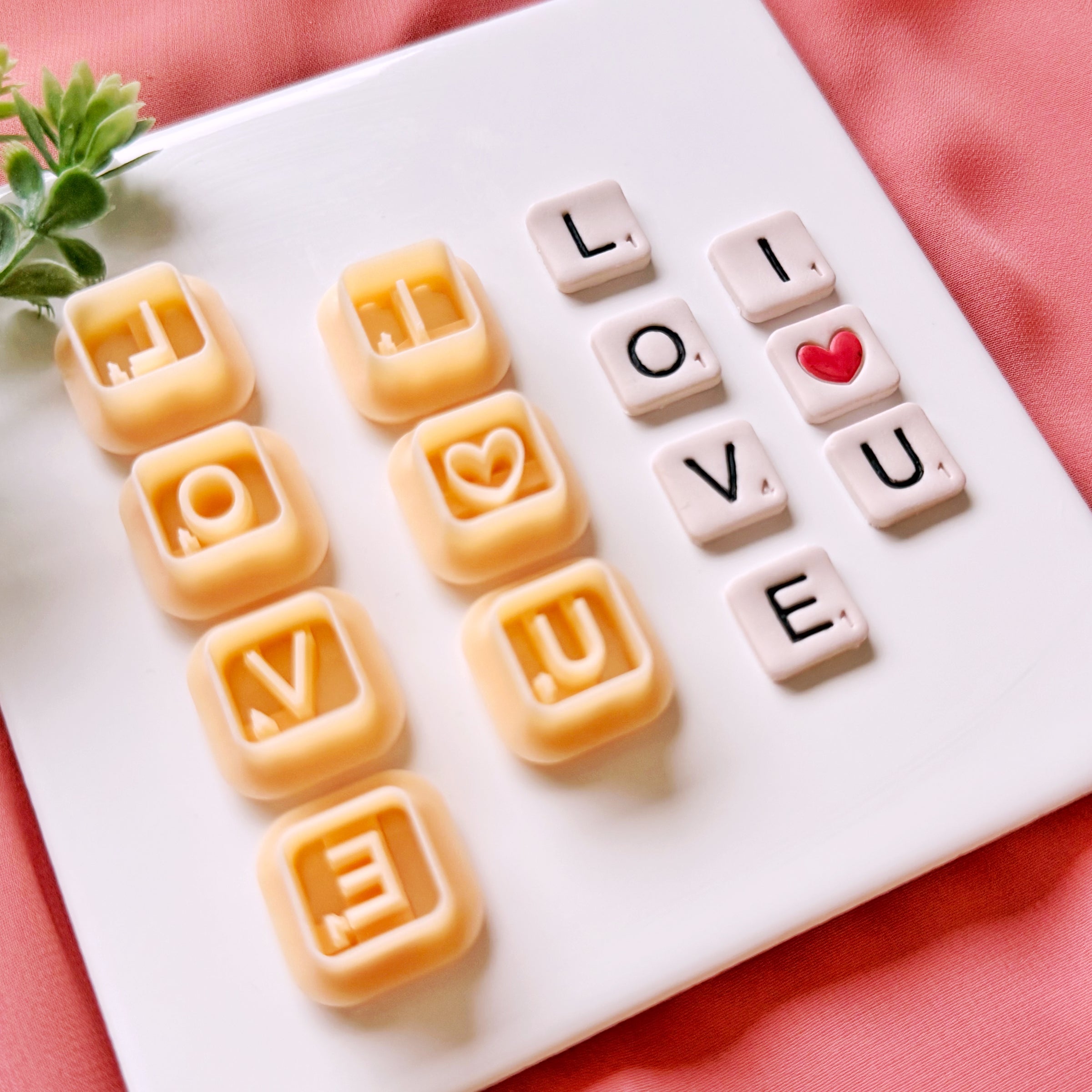 Love Letter Tile Clay Cutter Set – Valentine Message Cutters
