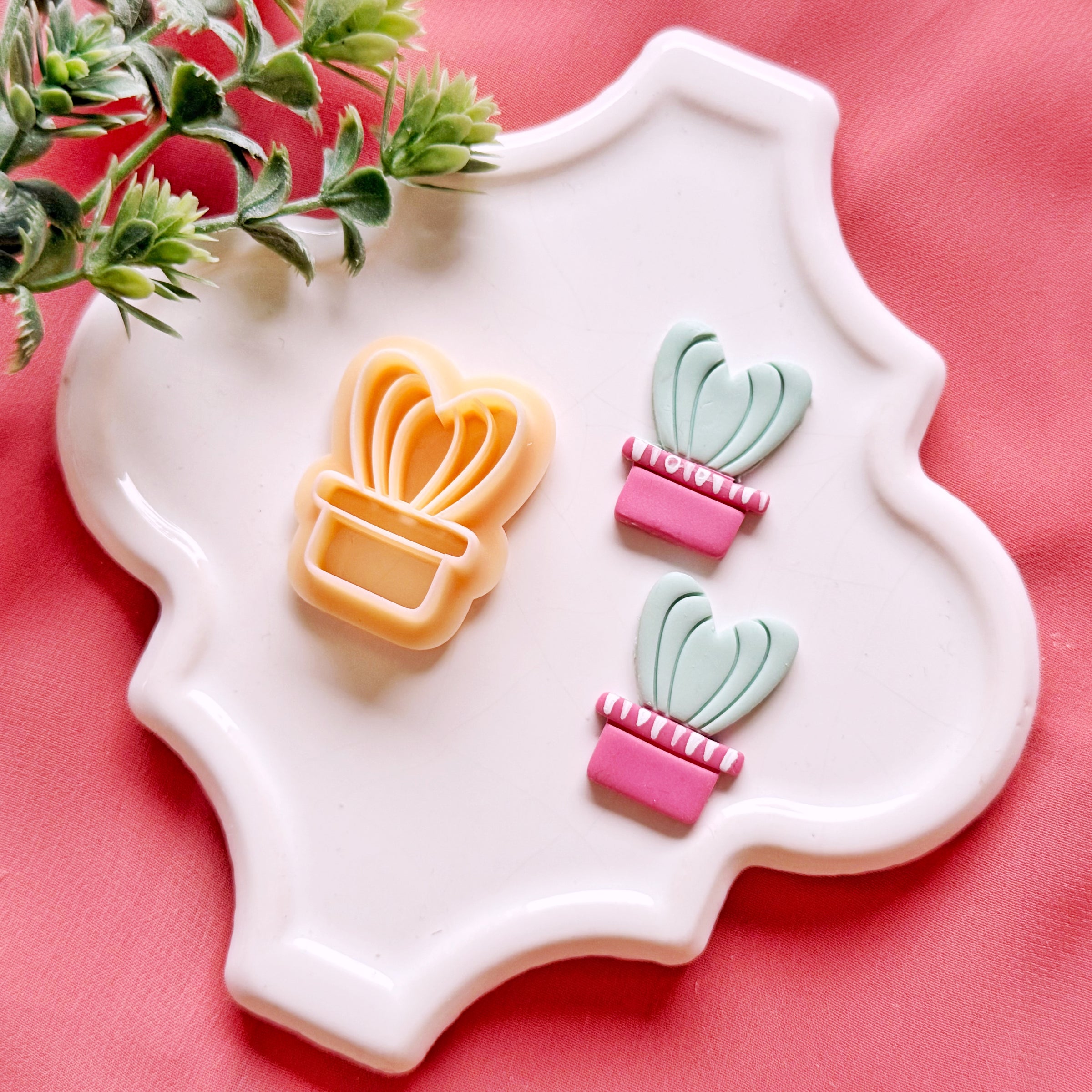 Heart Cactus Clay Cutter – Valentine Polymer Clay Cutter