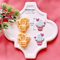 Heart Cactus Mirror Set – Valentine Polymer Clay Cutters