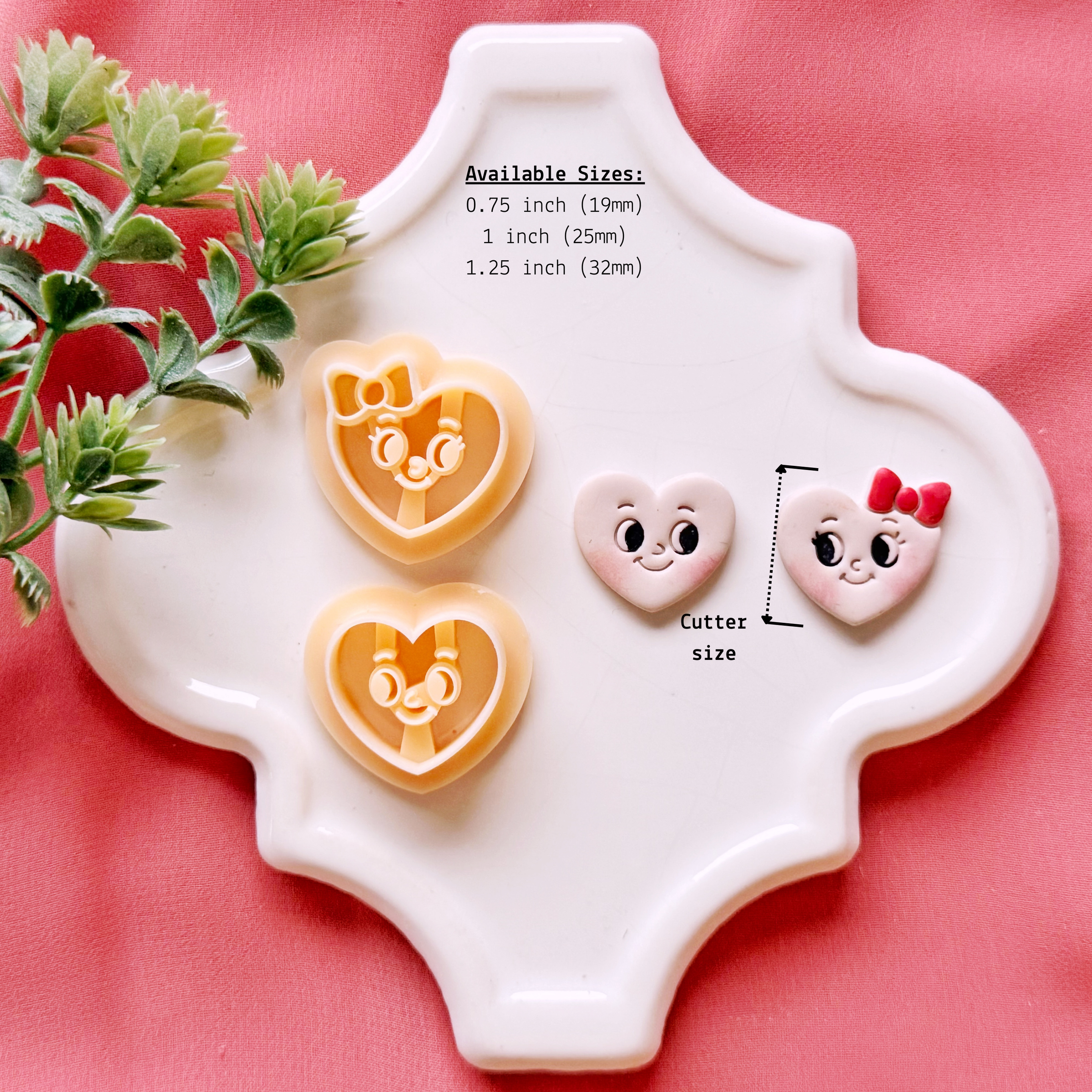 Retro Heart Couple Clay Cutters – Valentine Polymer Clay Cutter Set