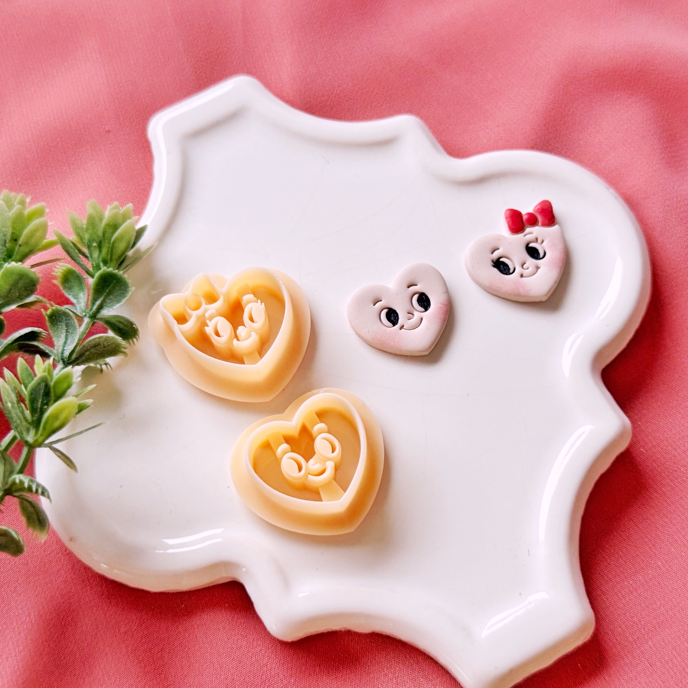 Retro Heart Couple Clay Cutters – Valentine Polymer Clay Cutter Set