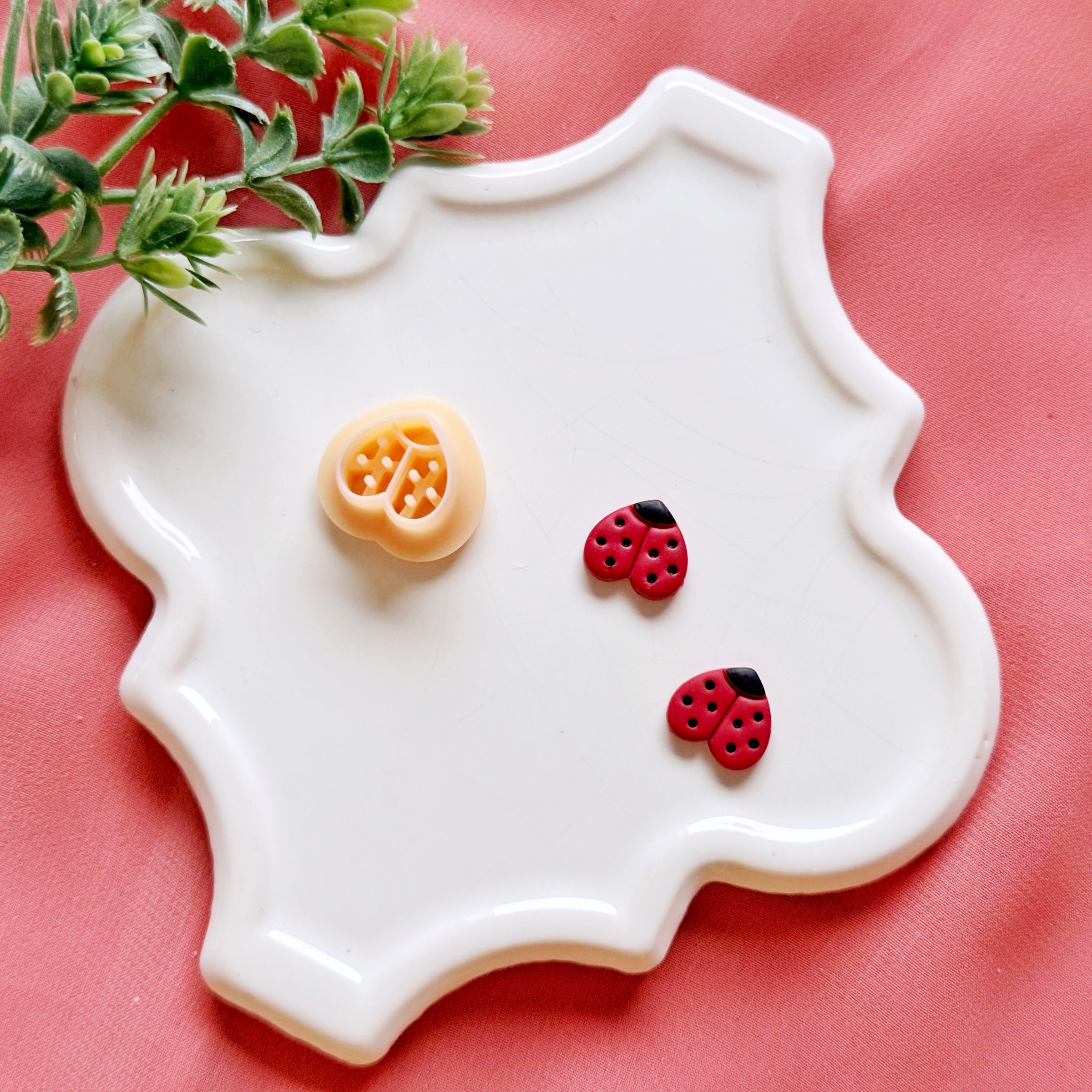 Heart Ladybug Clay Cutter – Valentine Polymer Clay Stud Cutter