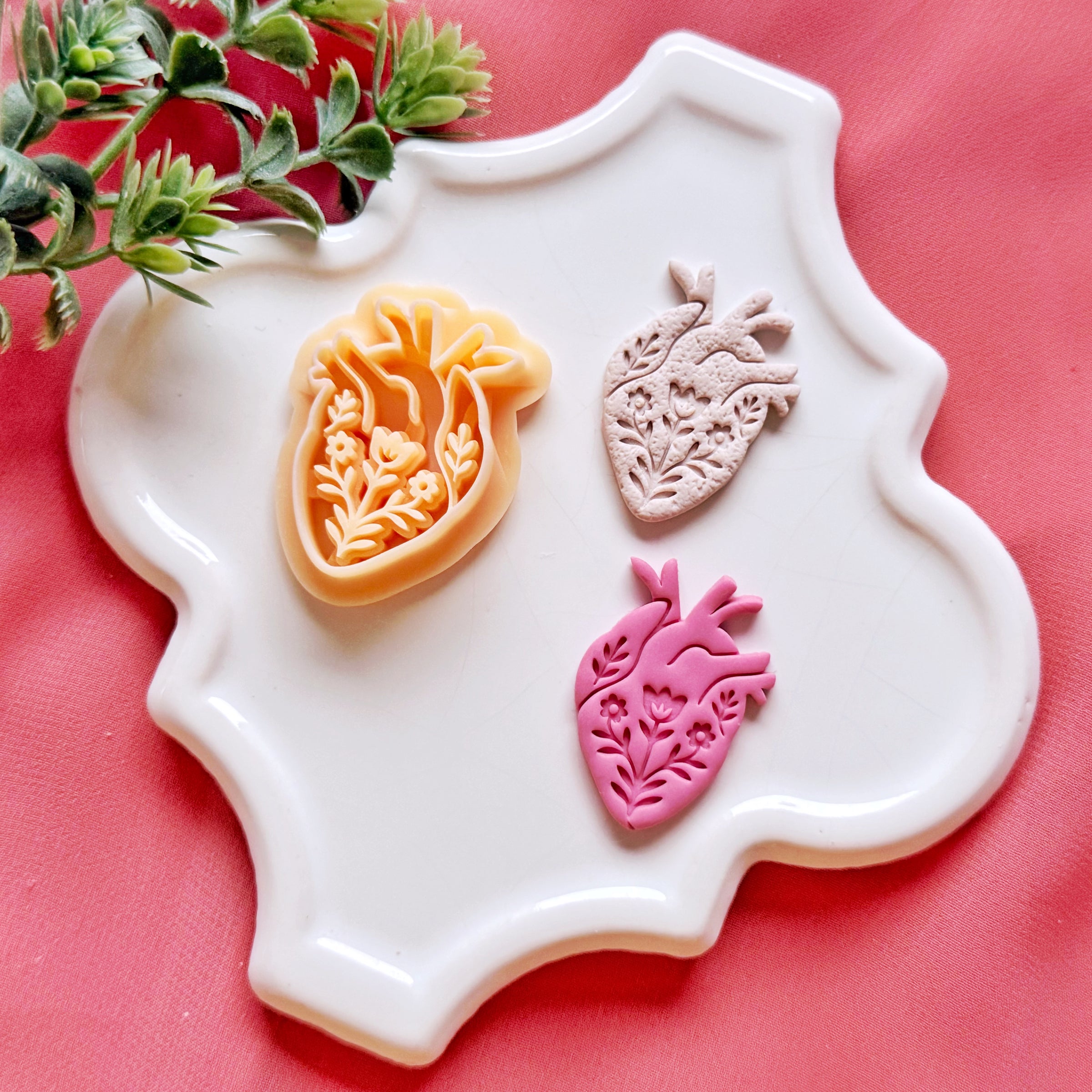 Floral Anatomical Heart Clay Cutter – Valentine Polymer Clay Cutter