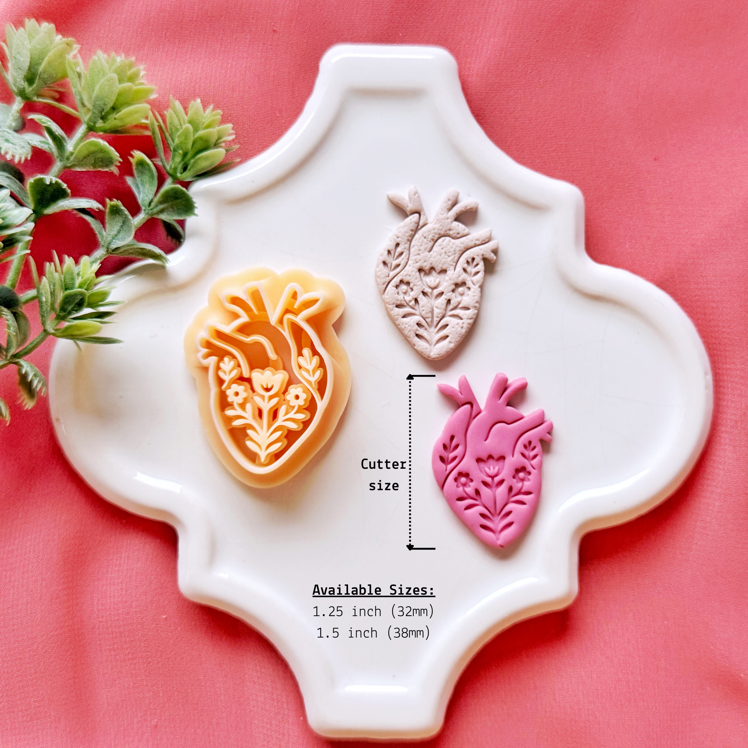 Floral Anatomical Heart Clay Cutter – Valentine Polymer Clay Cutter