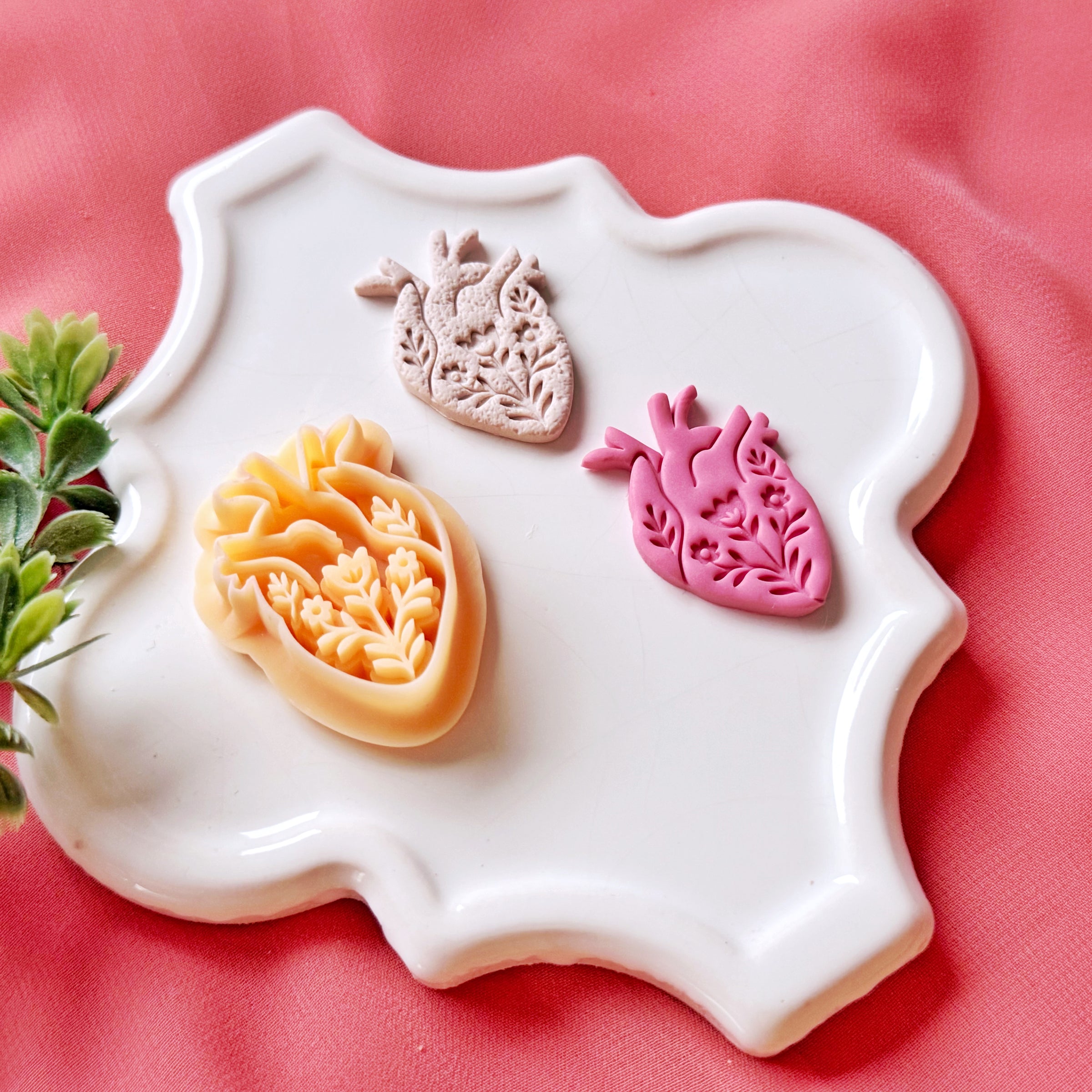 Floral Anatomical Heart Clay Cutter – Valentine Polymer Clay Cutter