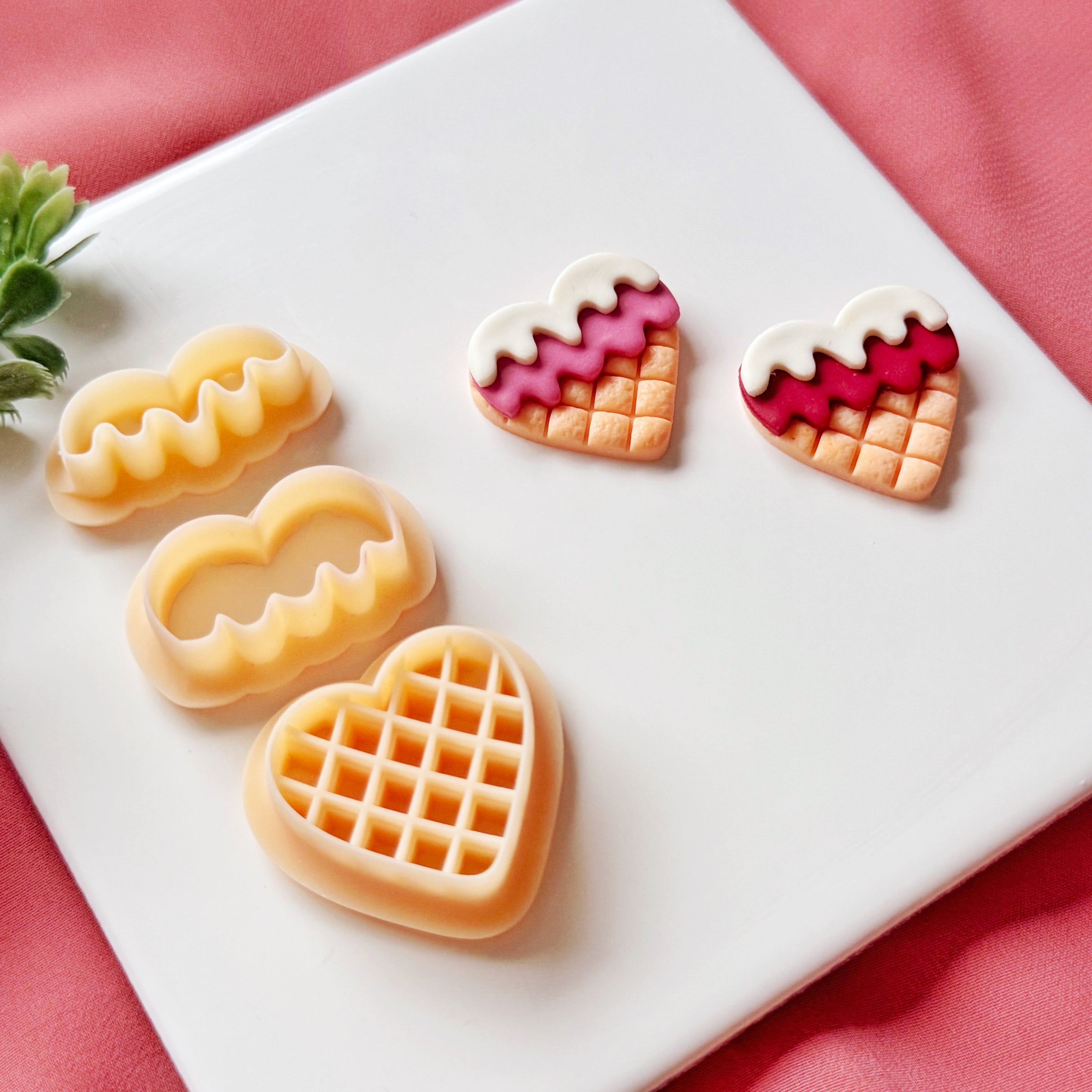 Ice Cream Heart Clay Cutter Set – Valentine Polymer Clay Cutters