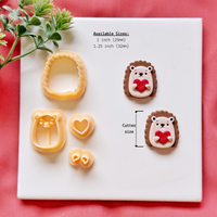 Hedgehog Heart Clay Cutter Set for Polymer Clay Earrings