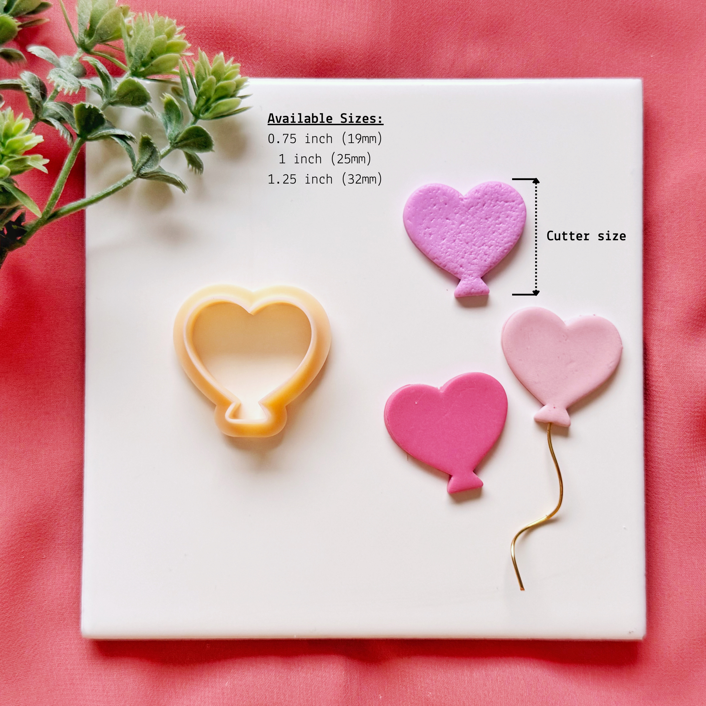Heart Balloon Clay Cutter – Valentine Polymer Clay Earring Cutter