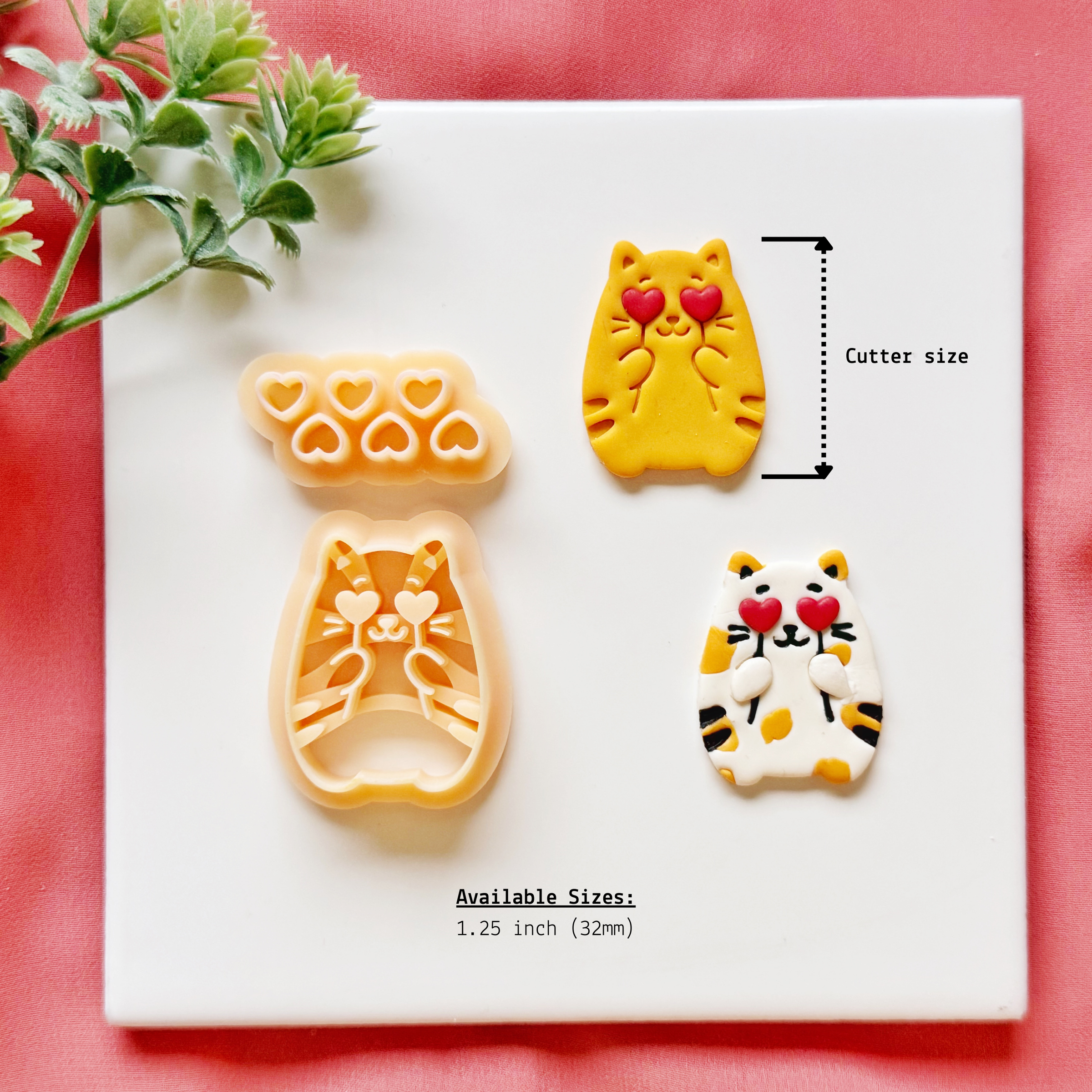 Heart Eye Kitty Valentine Clay Cutter Set for Polymer Clay