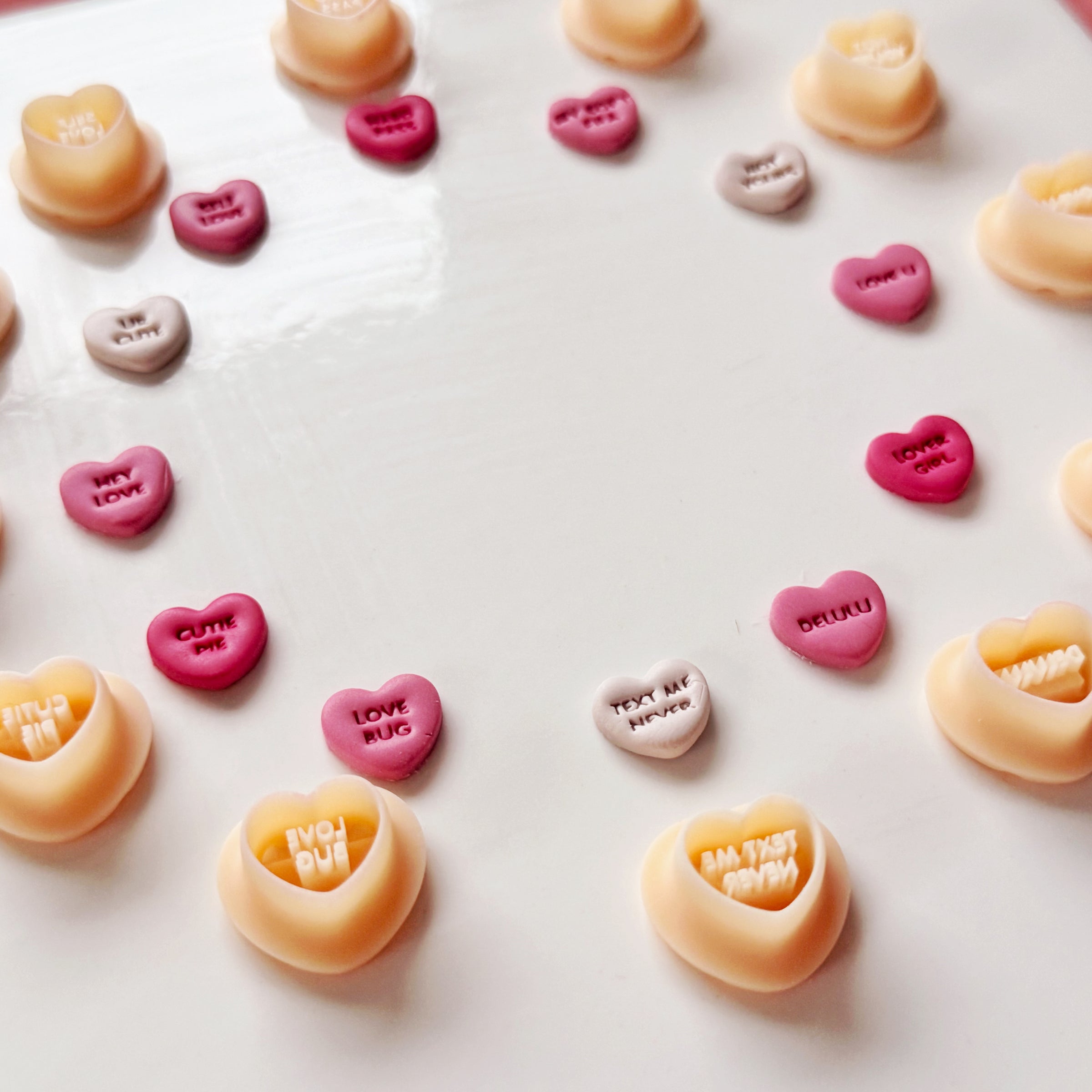 Conversation Hearts Clay Cutter Set - Valentine Polymer Clay Stud Cutter