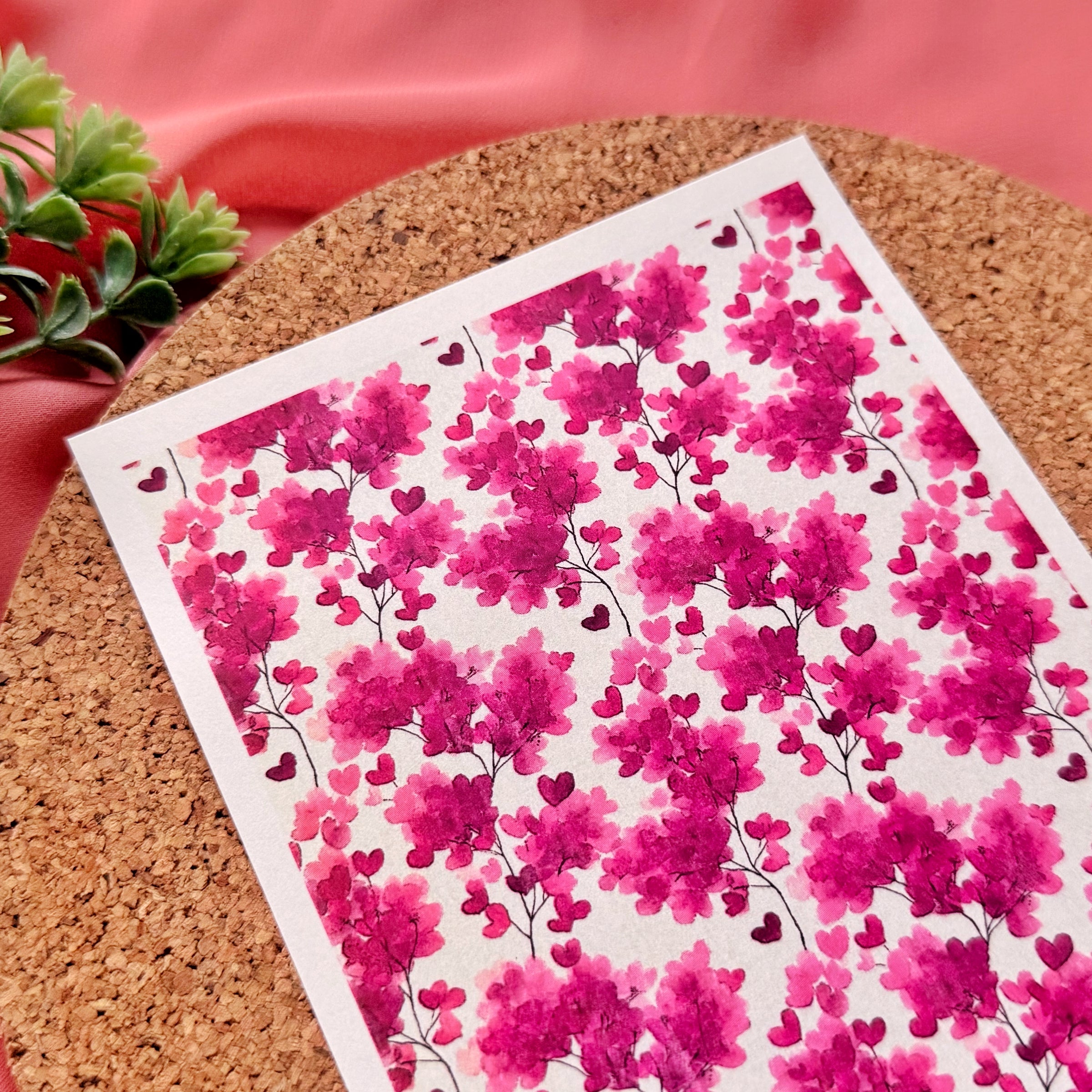 Heart Blossoms Polymer Clay Transfer Sheet – Water Soluble Design