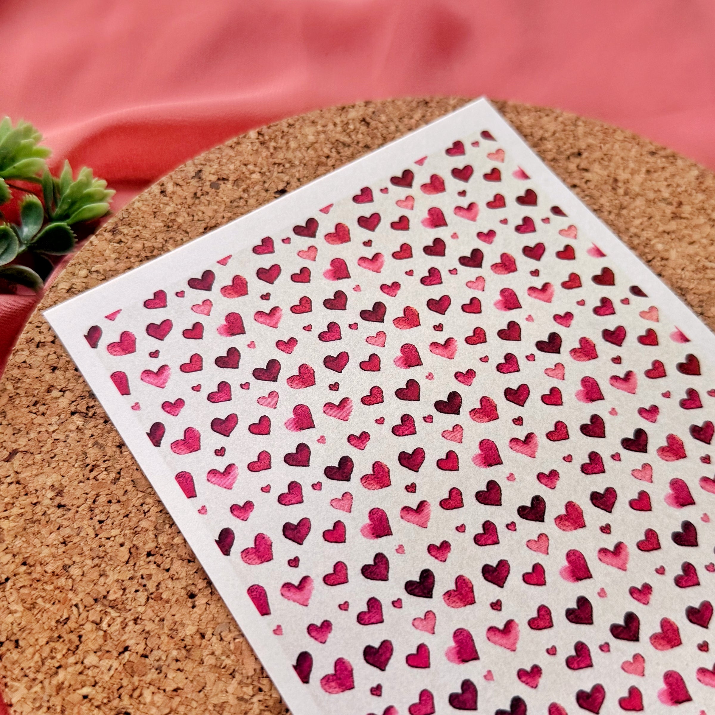 Watercolor Hearts Polymer Clay Transfer Sheet – Water Soluble Design