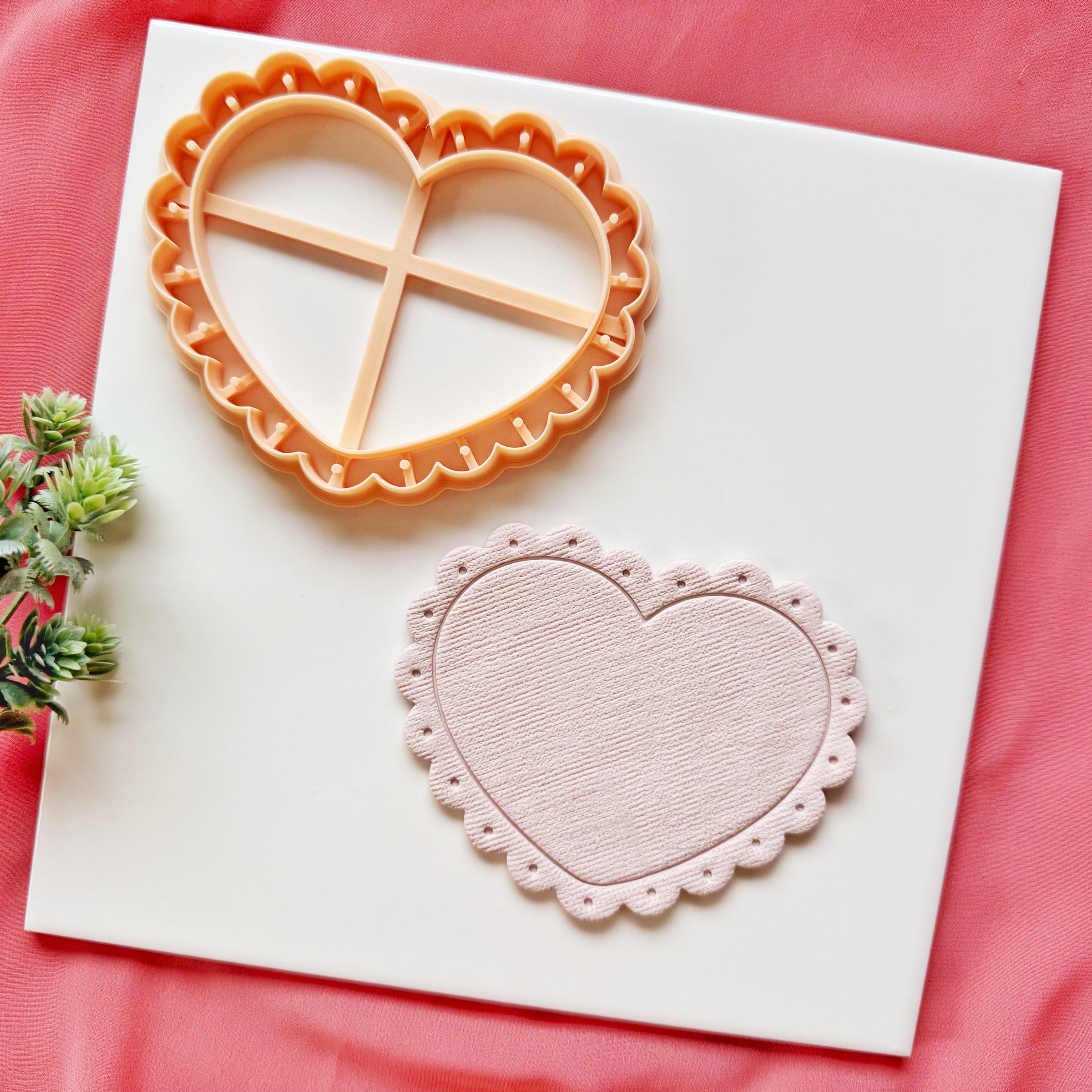 Scalloped Coquette Heart Trinket Dish Clay Cutter – Polymer Clay Dish Cutter