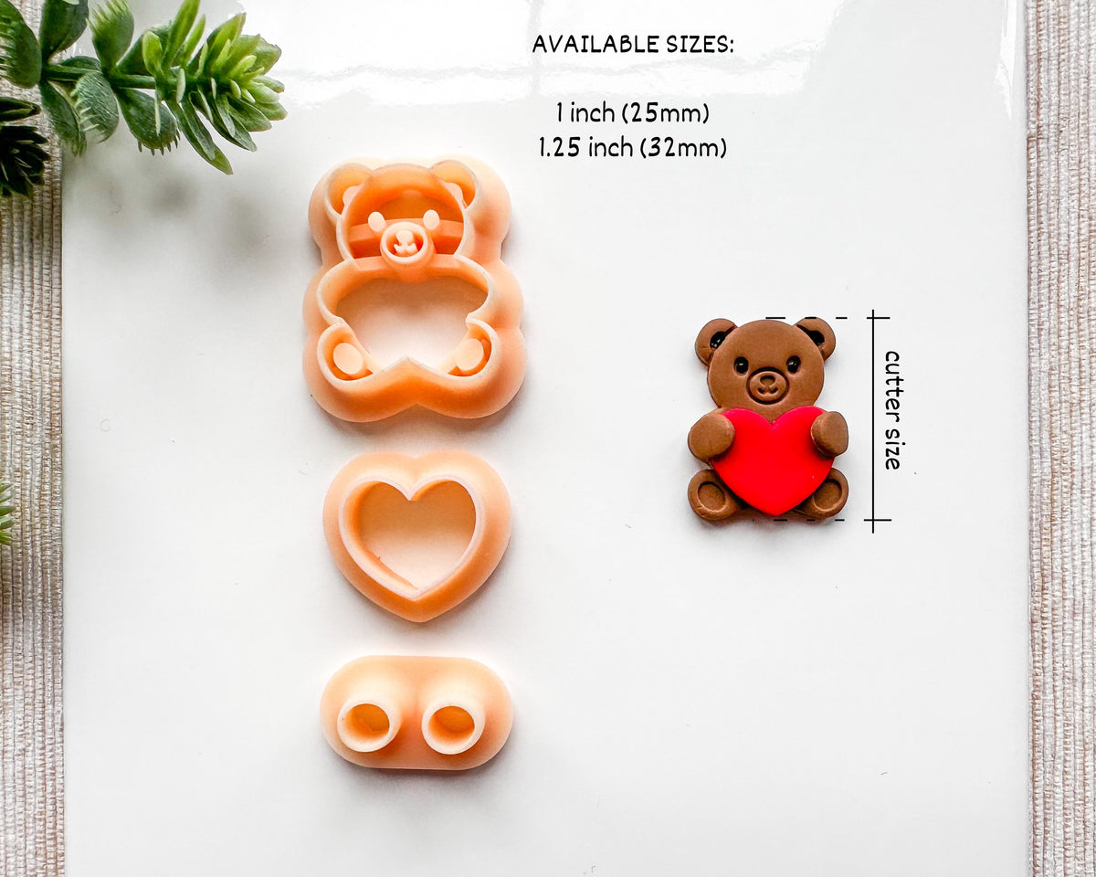 Teddy Bear with Heart Clay Cutter Set for Polymer Clay | Valentine's Day 2025 Collection