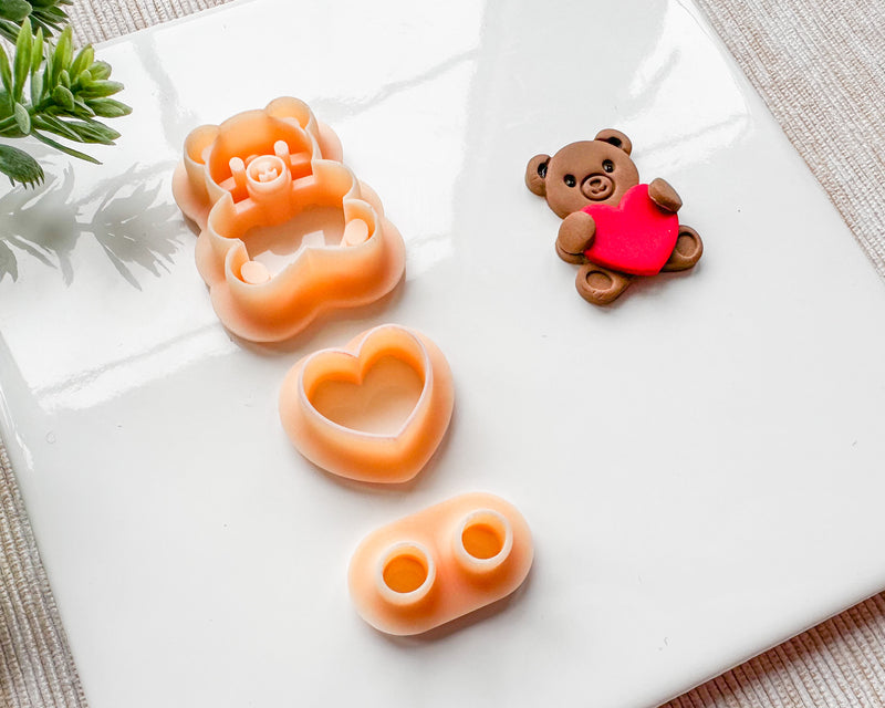 Teddy Bear with Heart Clay Cutter Set for Polymer Clay | Valentine's Day 2025 Collection