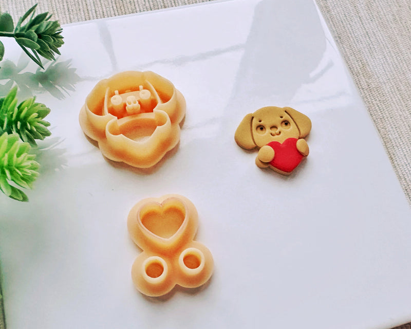 Puppy Holding Heart Clay Cutter Set for Polymer Clay | Valentine's Day 2025 Collection