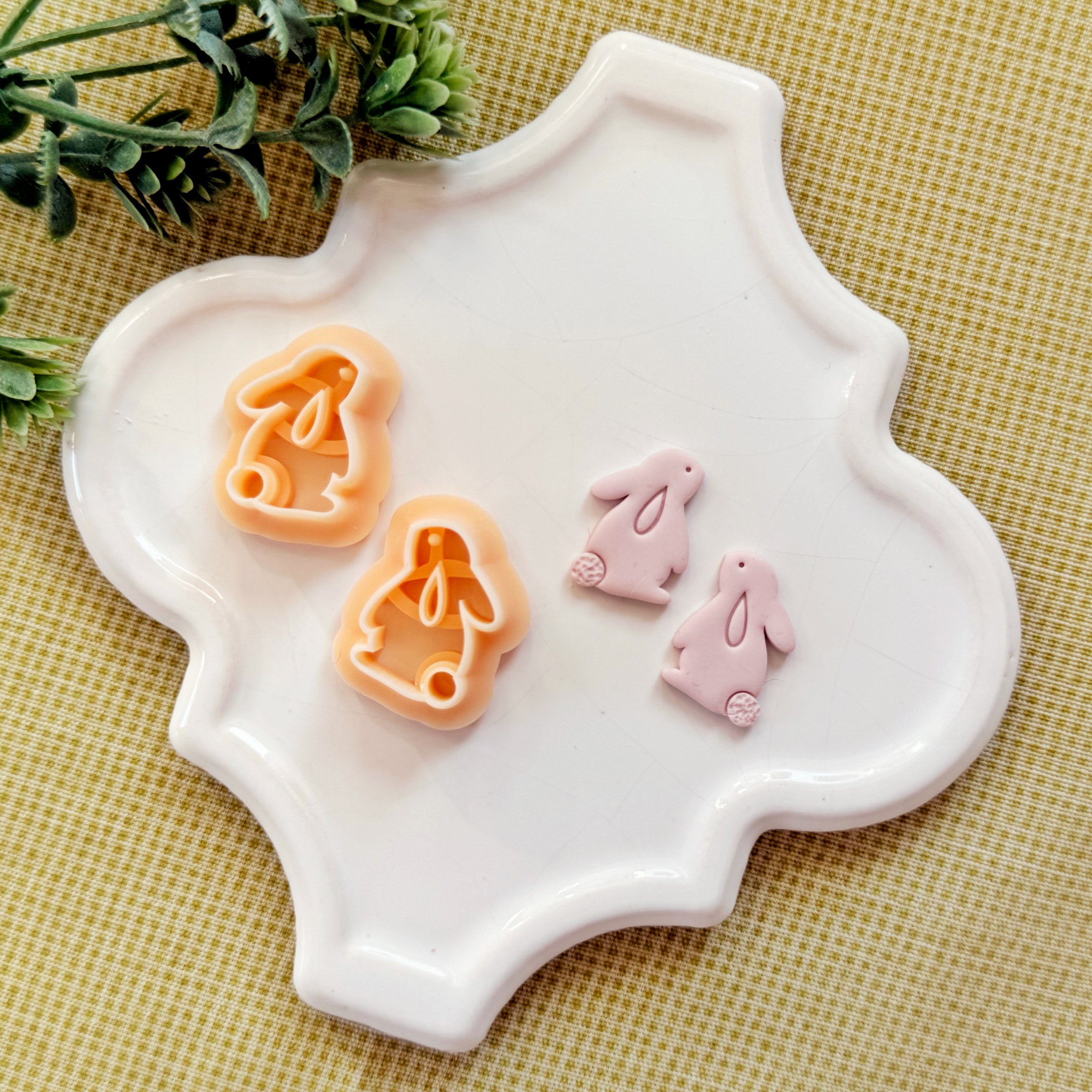 Side Bunny Mirror Set Polymer Clay Cutter