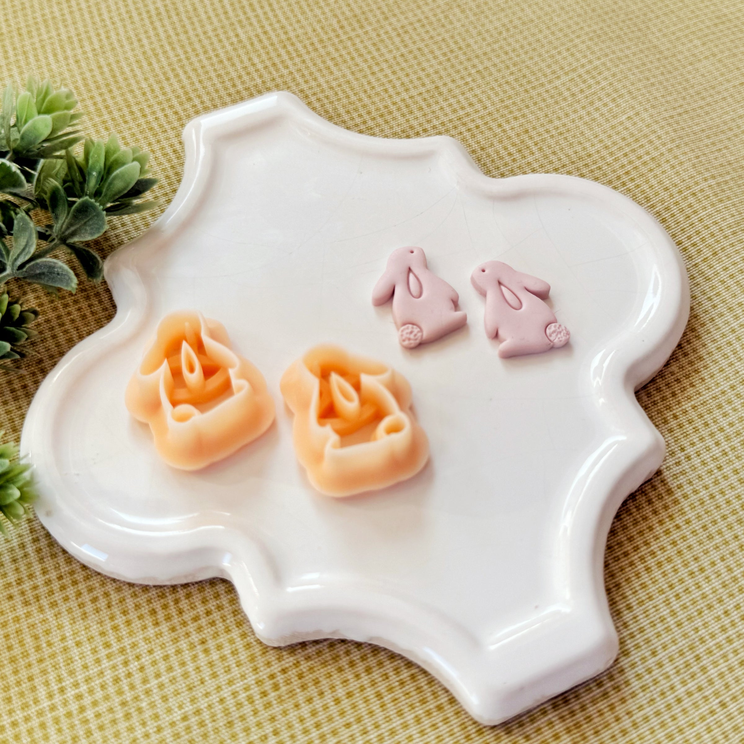 Side Bunny Mirror Set Polymer Clay Cutter