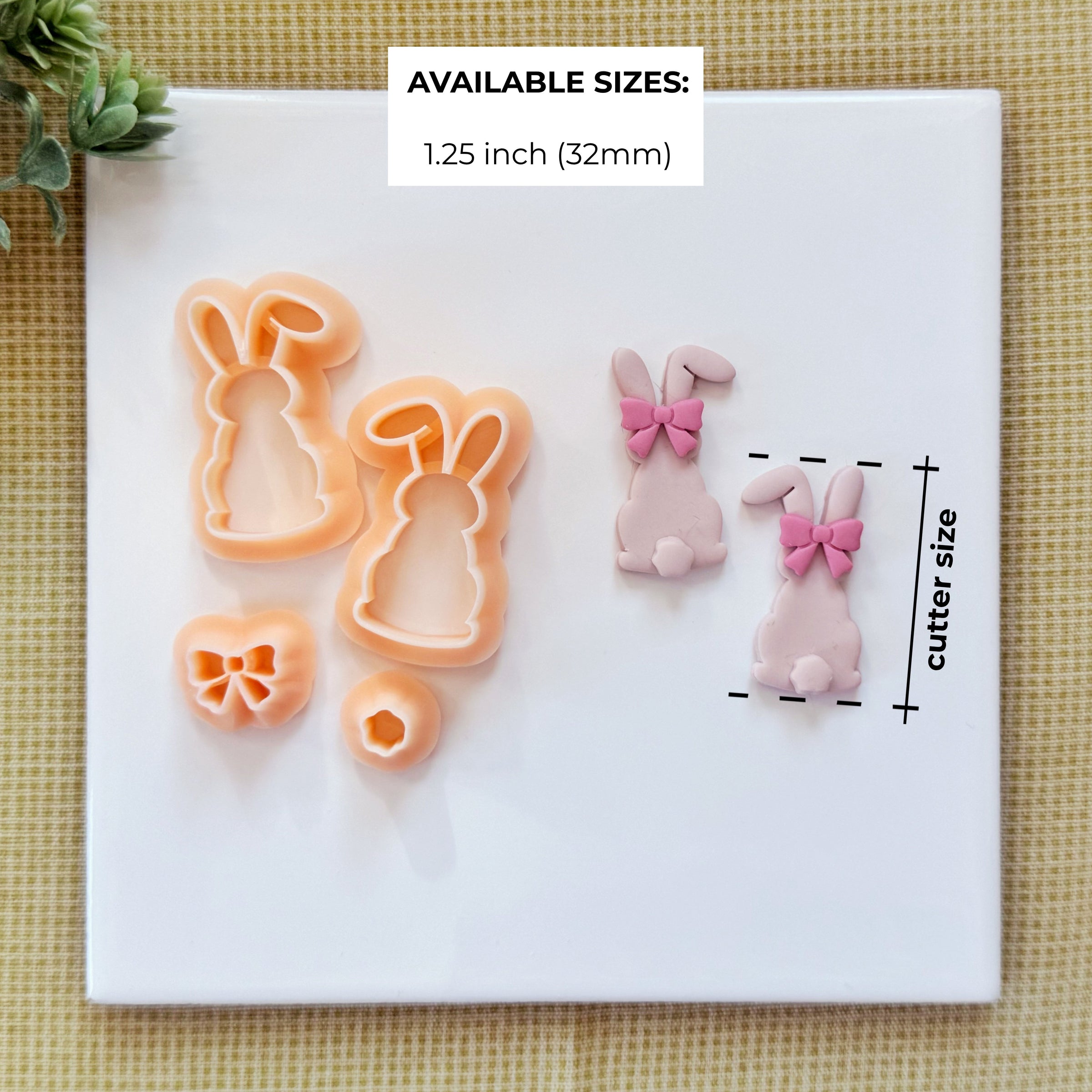 Bunny with Bow & Tail Polymer Clay Cutter Set
