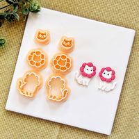 Floral Cat Polymer Clay Cutter Mirror Set