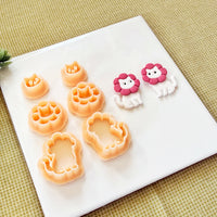 Floral Cat Polymer Clay Cutter Mirror Set