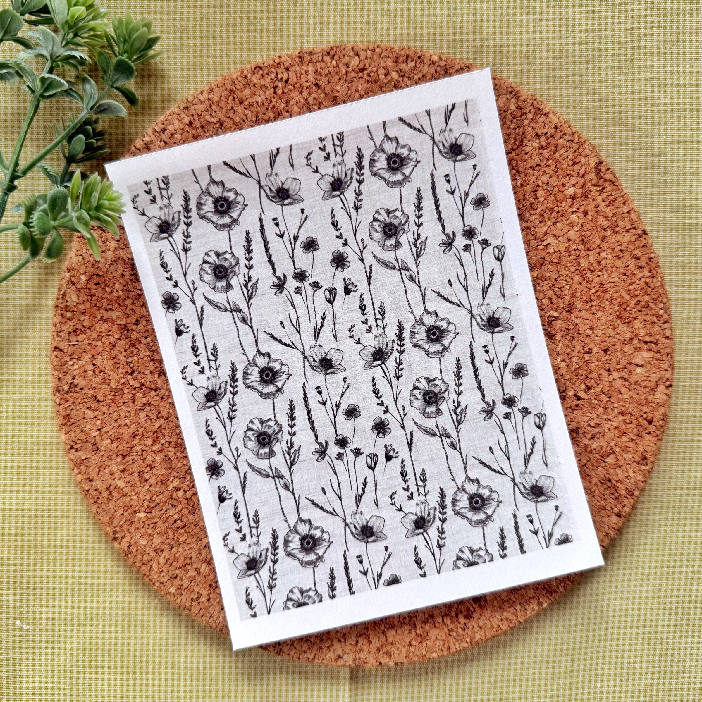 Vintage Sketch Floral Water Soluble Transfer Paper for Polymer Clay (3.9x5 in)