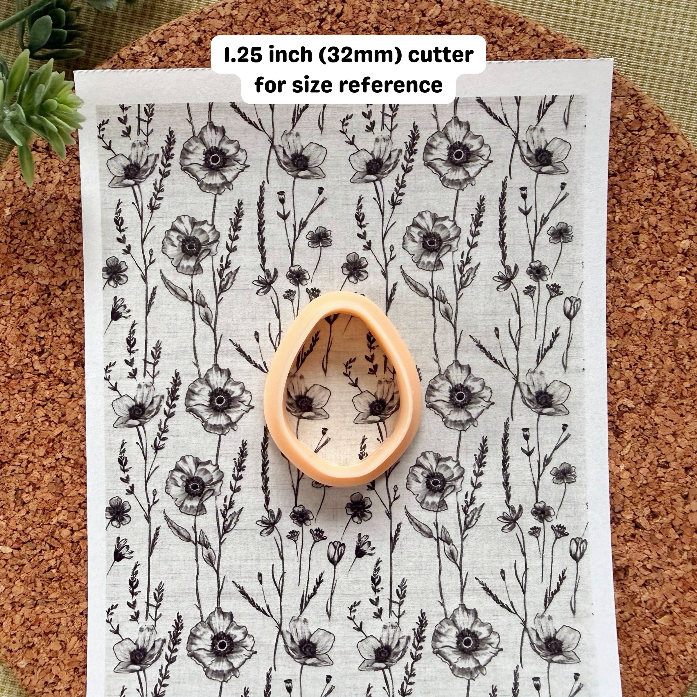 Vintage Sketch Floral Water Soluble Transfer Paper for Polymer Clay (3.9x5 in)