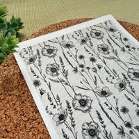 Vintage Sketch Floral Water Soluble Transfer Paper for Polymer Clay (3.9x5 in)