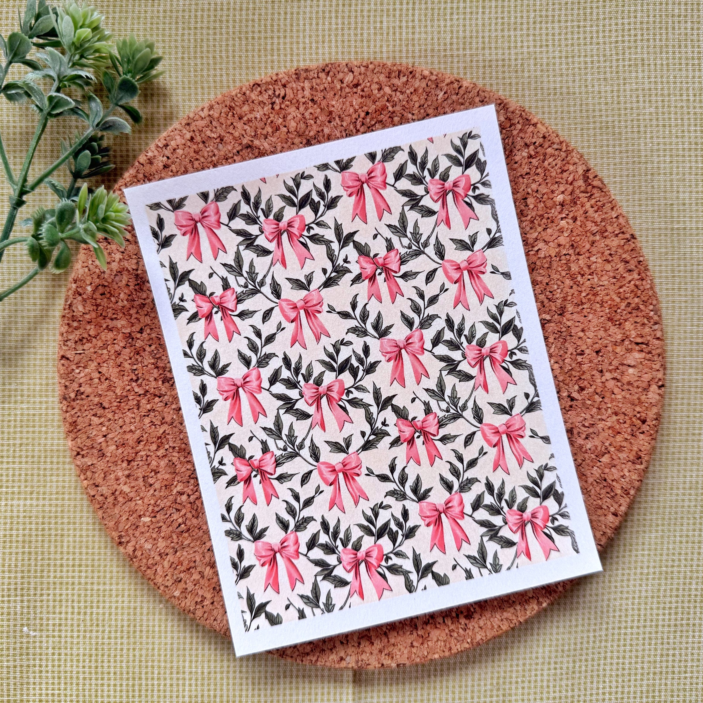Pink Coquette Bow Water Soluble Transfer Paper for Polymer Clay (3.9x5 in)