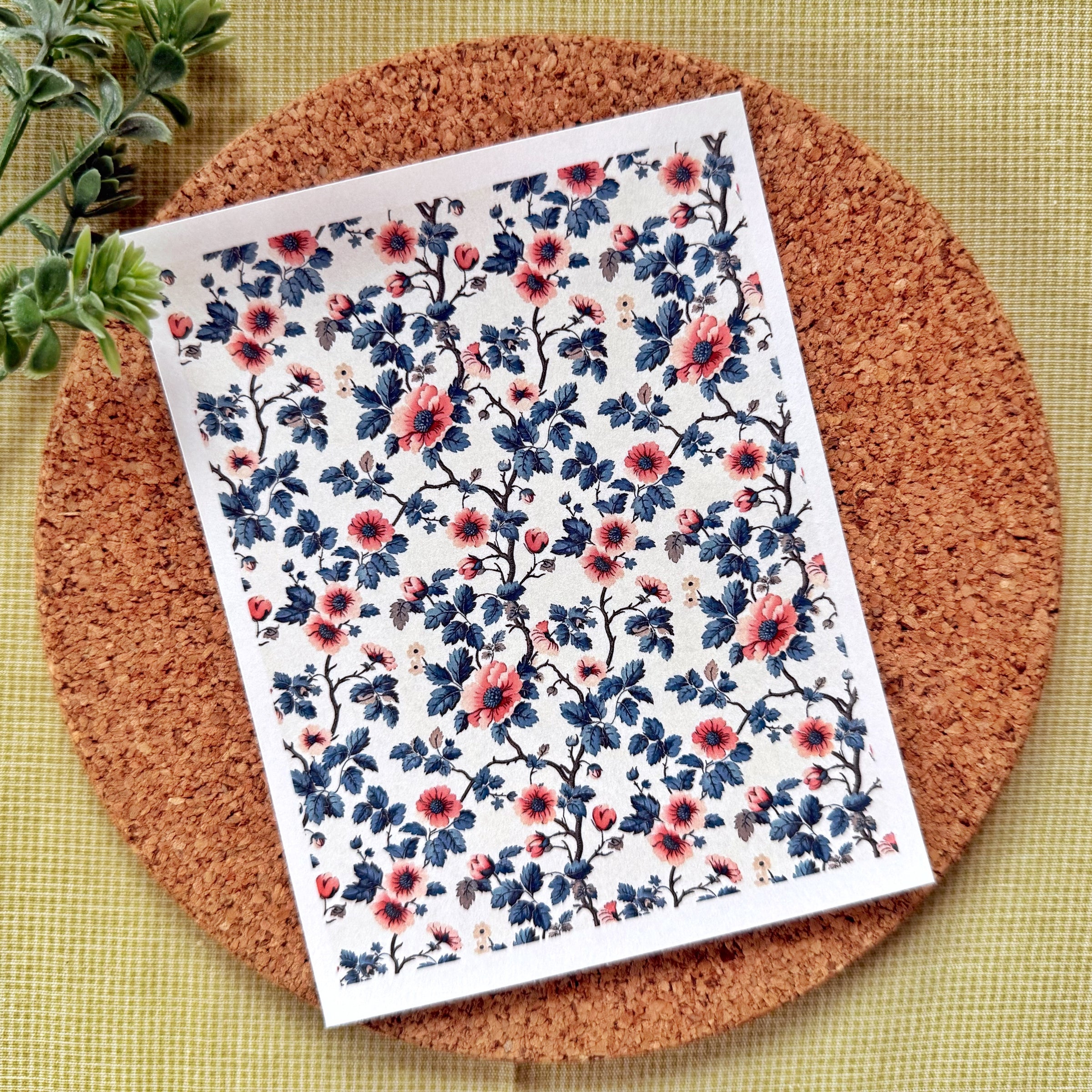 Vintage Garden Floral Water Soluble Transfer Paper for Polymer Clay (3.9x5 in)
