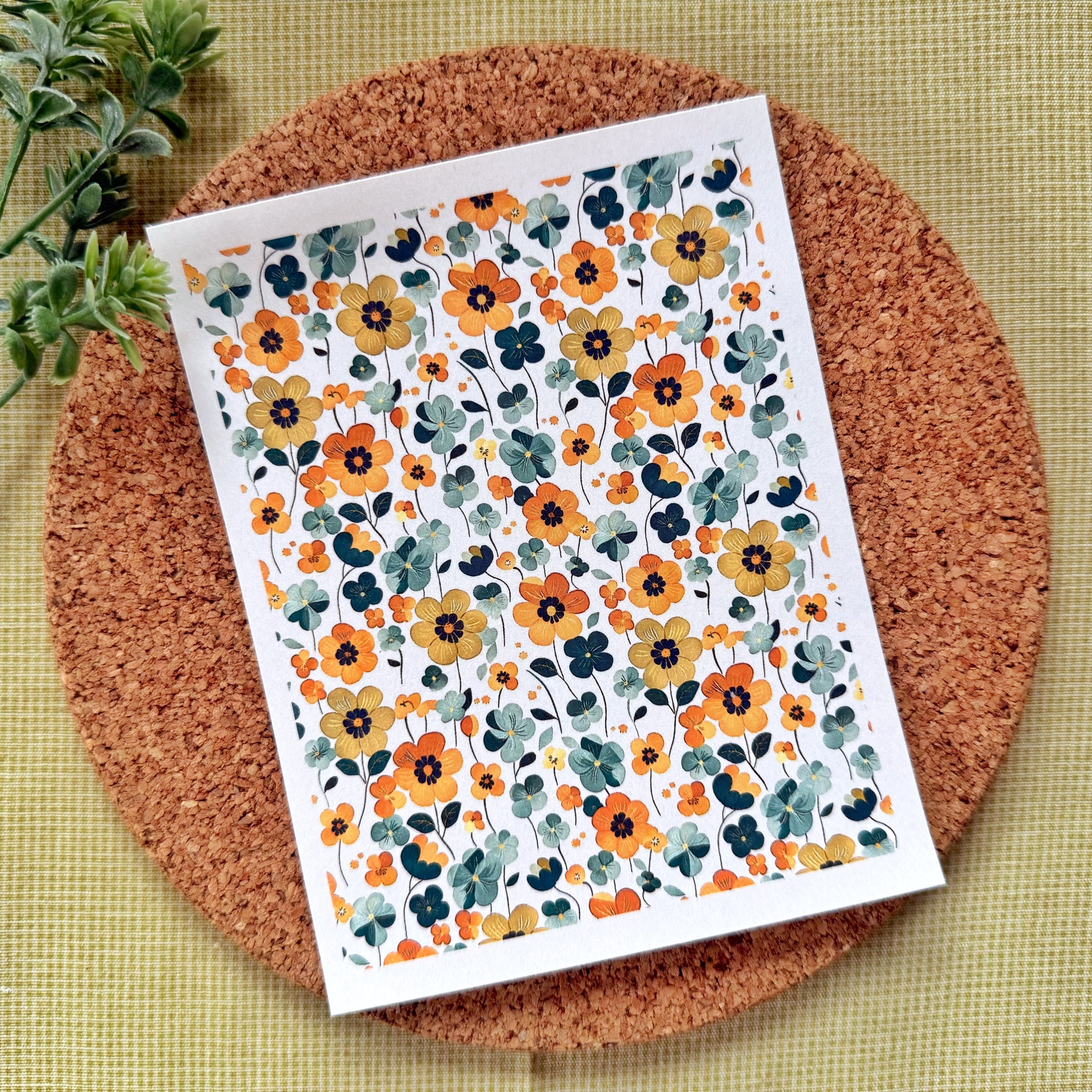 Golden Spring Floral Water Soluble Transfer Paper for Polymer Clay (3.9x5 in)