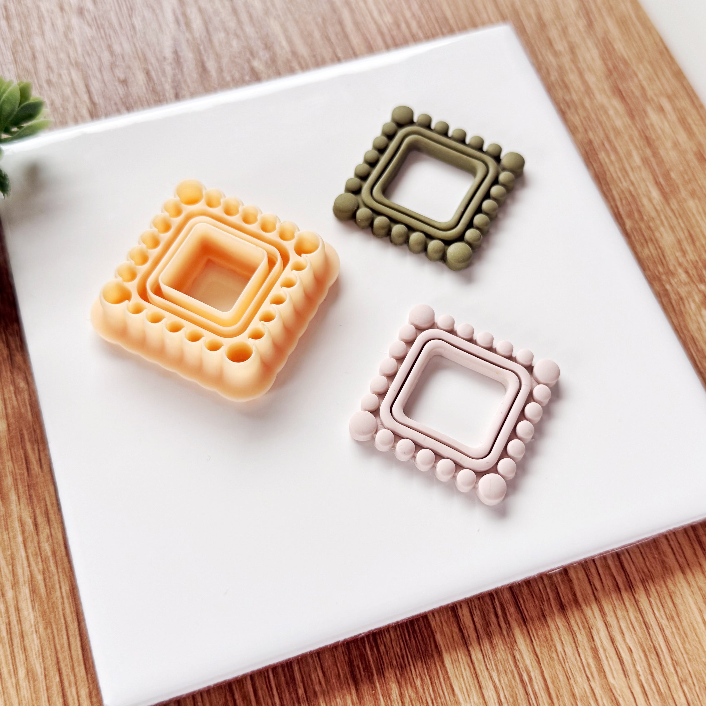 Beaded Square Clay Cutter - Geometric Statement Jewelry Tool