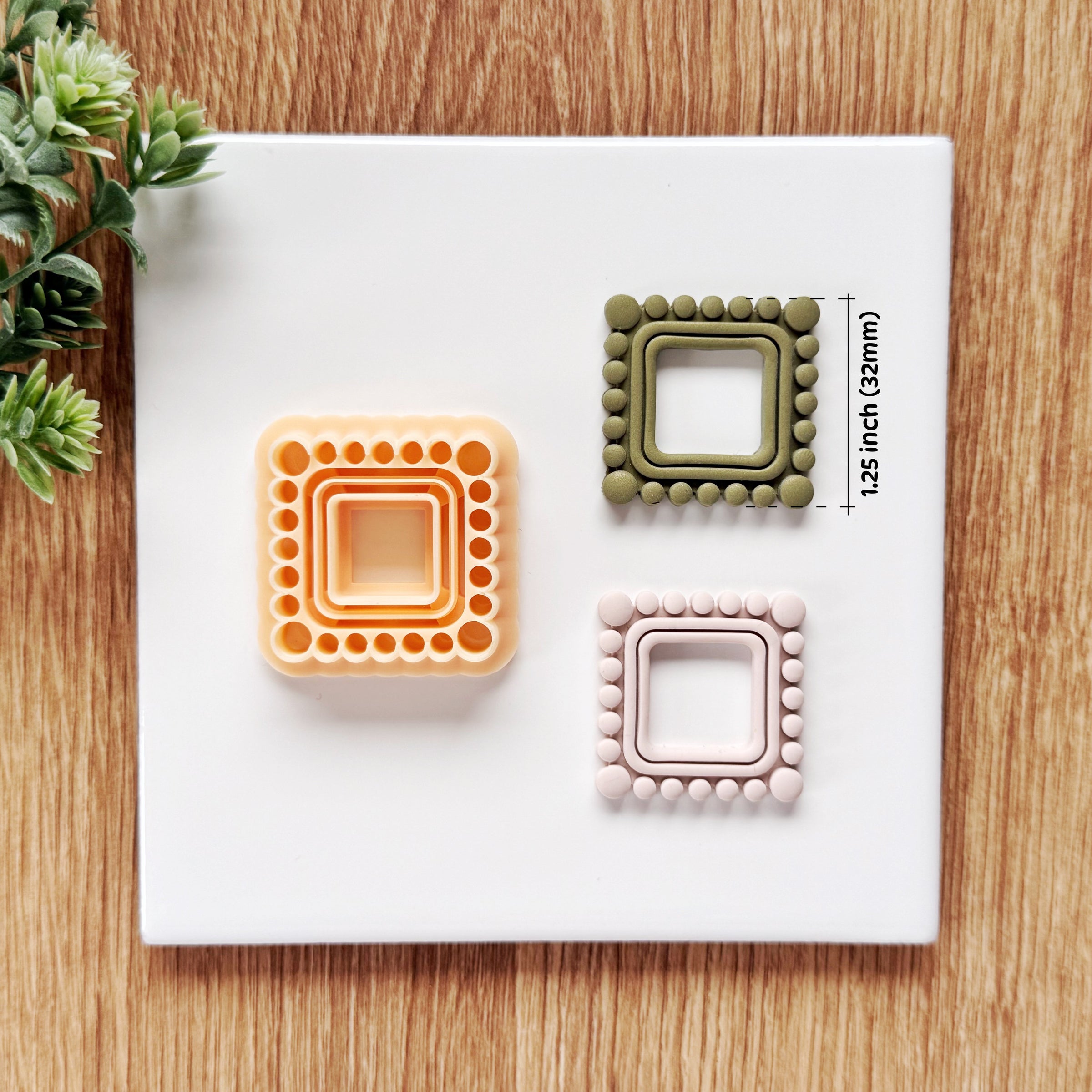 Beaded Square Clay Cutter - Geometric Statement Jewelry Tool