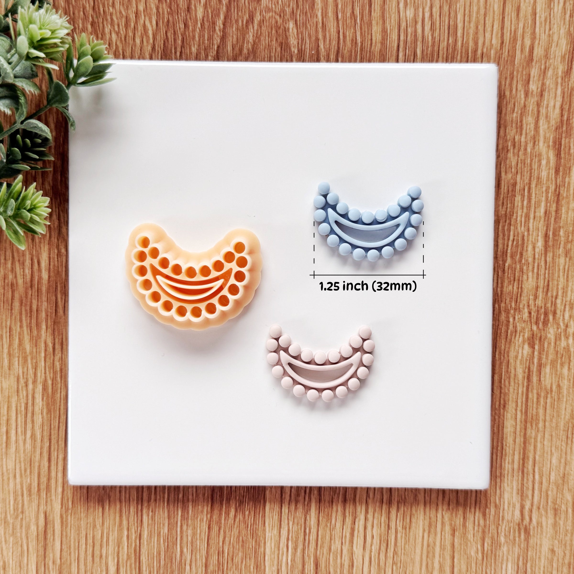 Beaded Crescent Moon Clay Cutter - Celestial Jewelry Tool