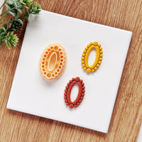 Beaded Long Oval Clay Cutter - Elongated Ellipse Jewelry Tool